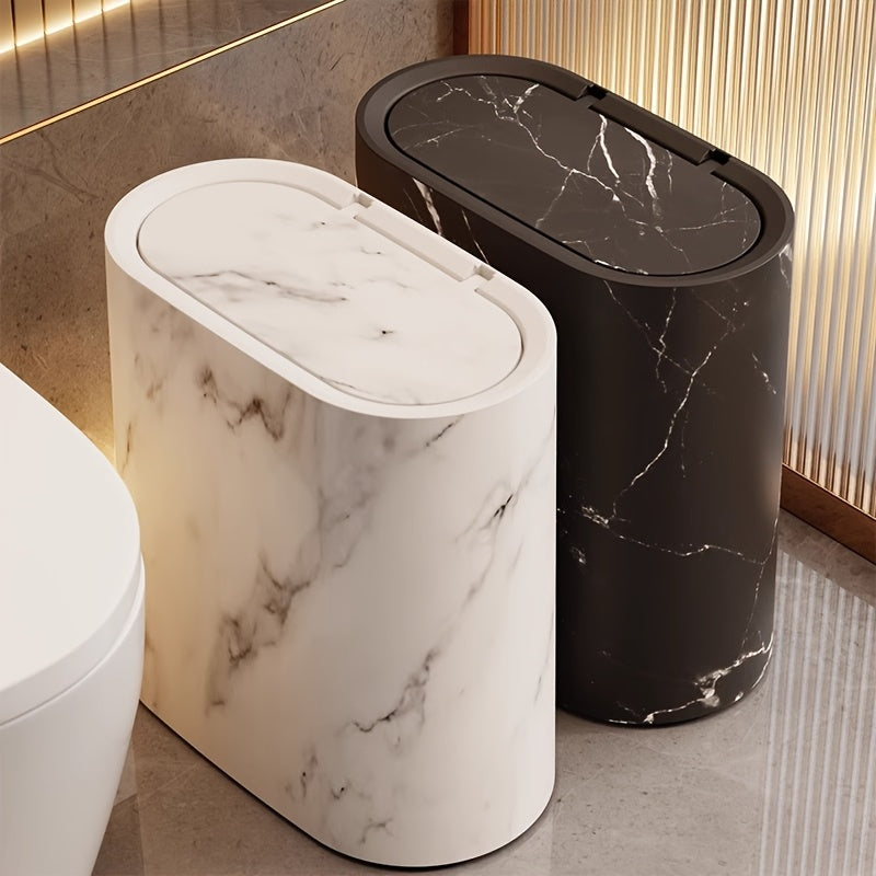 Marble Pattern Trash Can with Lid