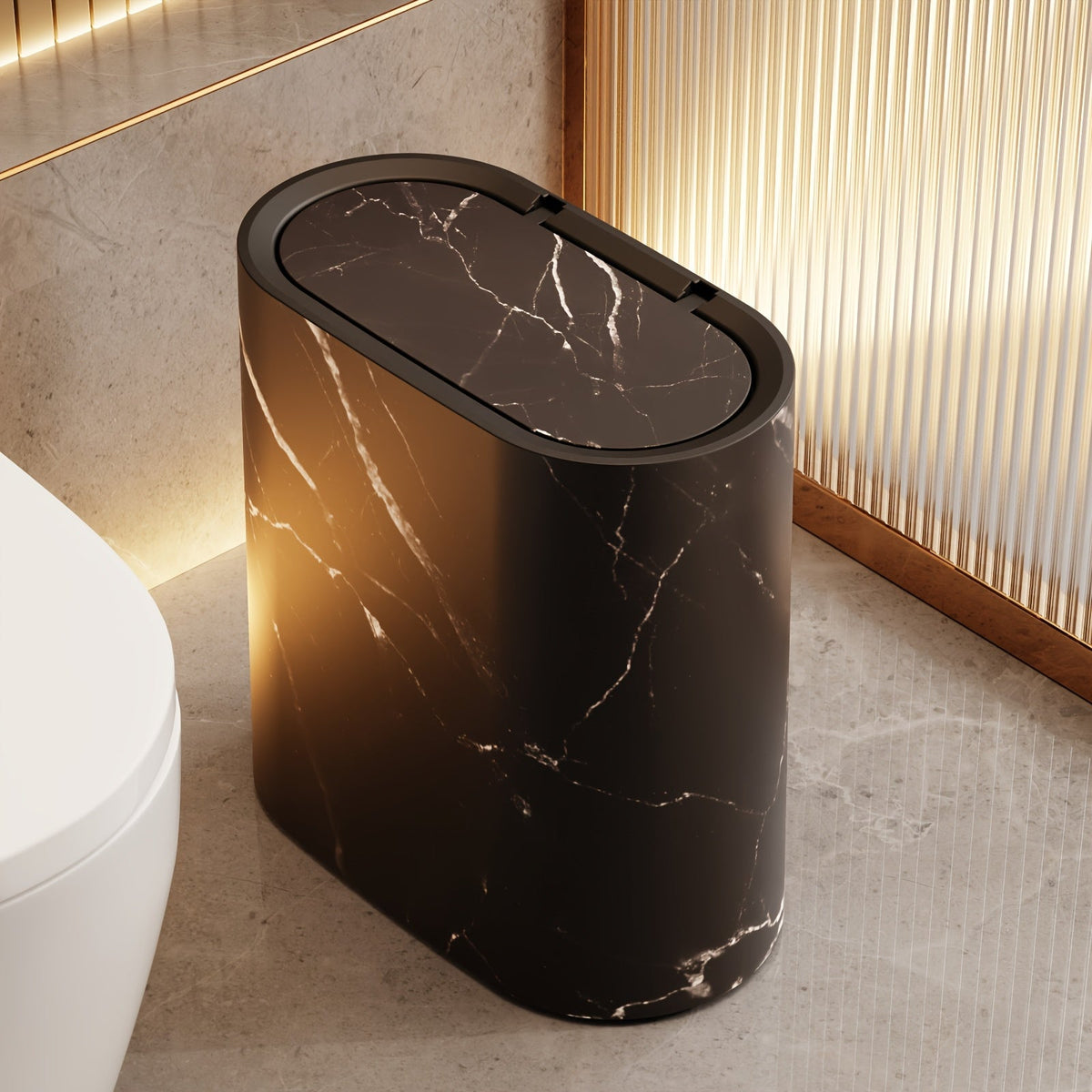 Marble Pattern Trash Can with Lid