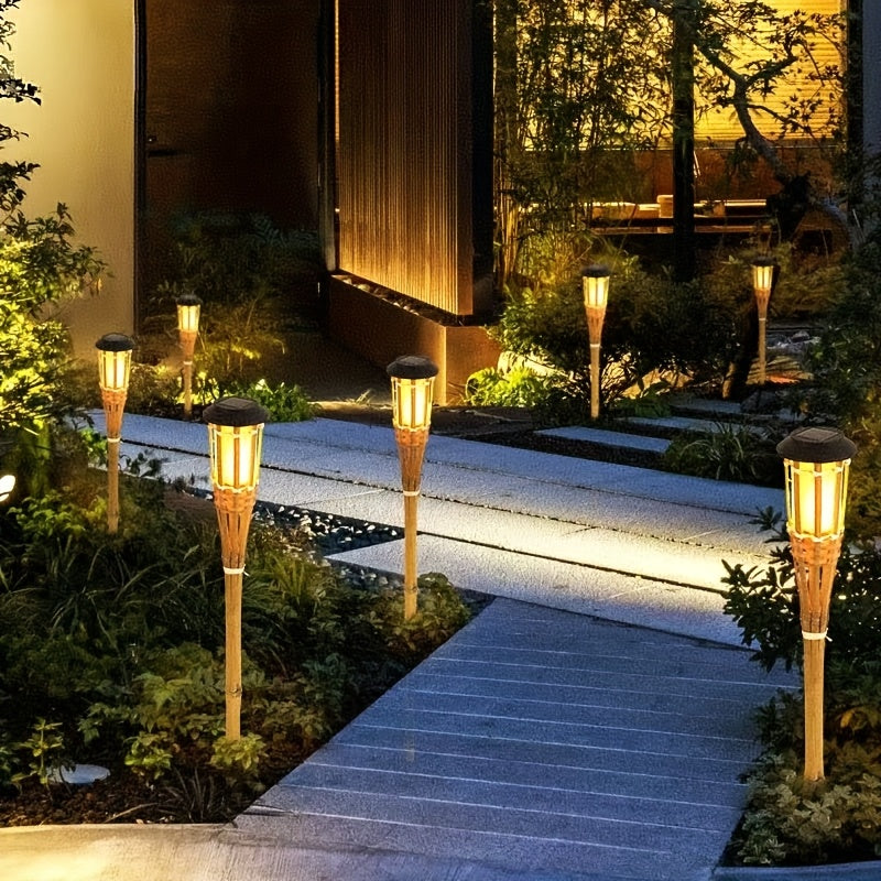 Solar Bamboo Flame Lights, 2-Pack