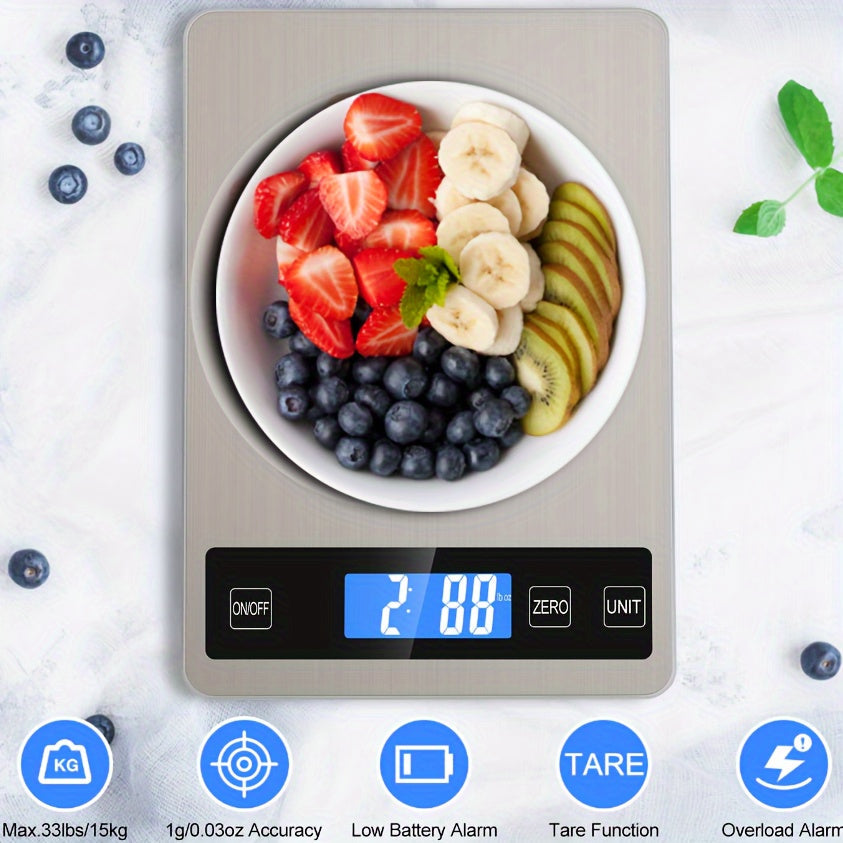 15kg Digital Kitchen Scale, USB Rechargeable