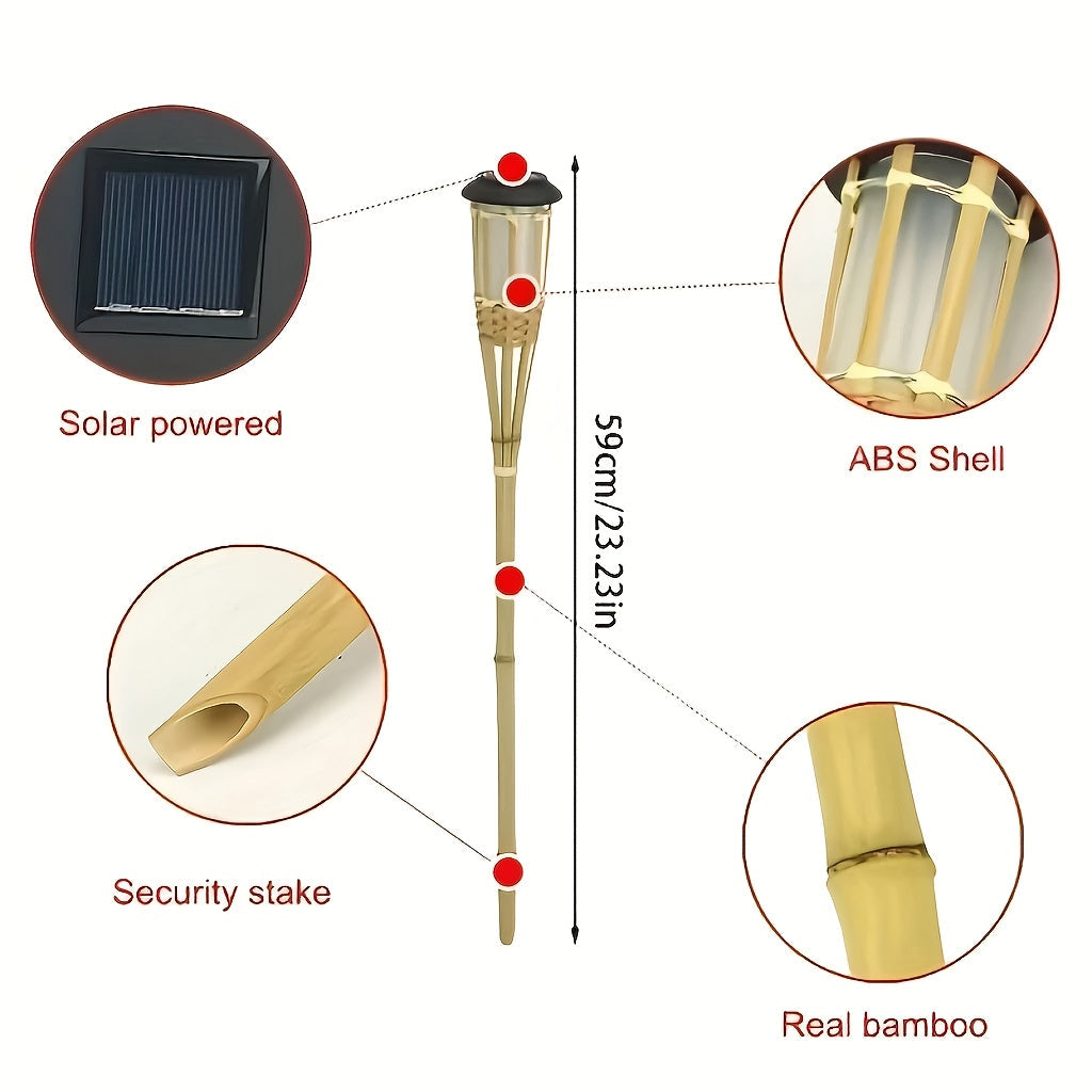 Solar Bamboo Flame Lights, 2-Pack
