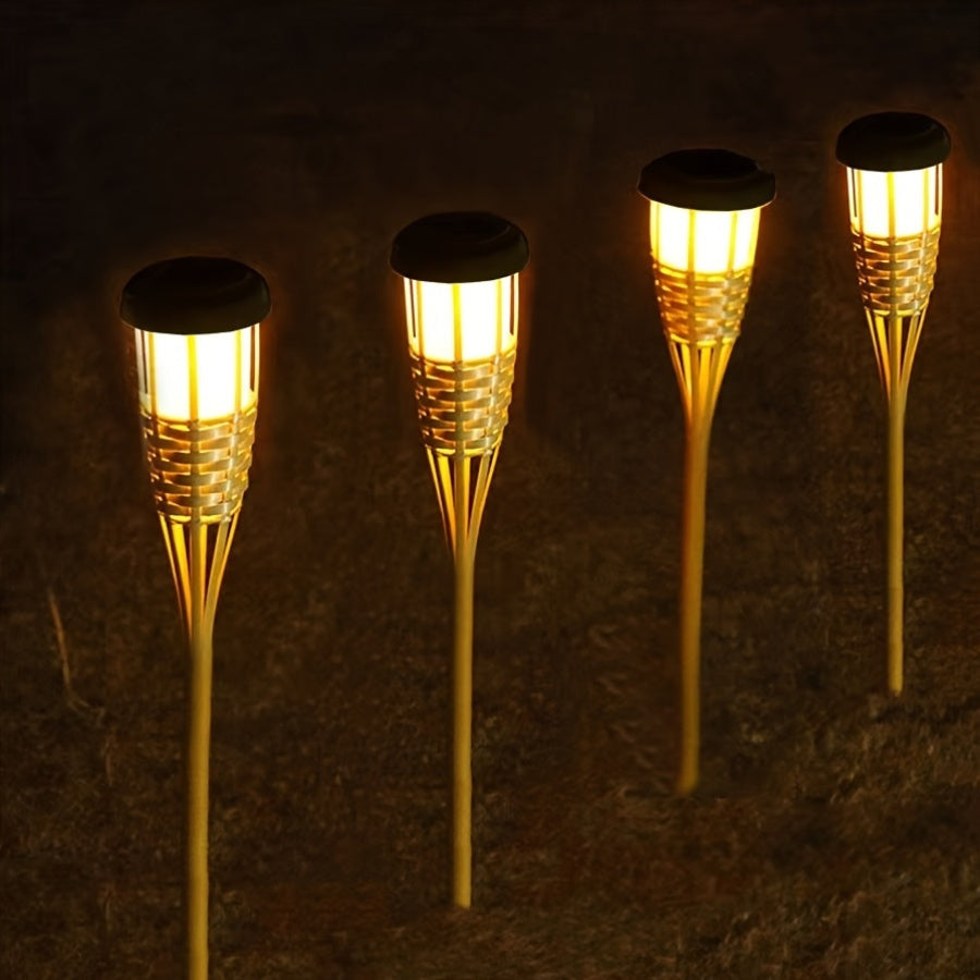 Solar Bamboo Flame Lights, 2-Pack