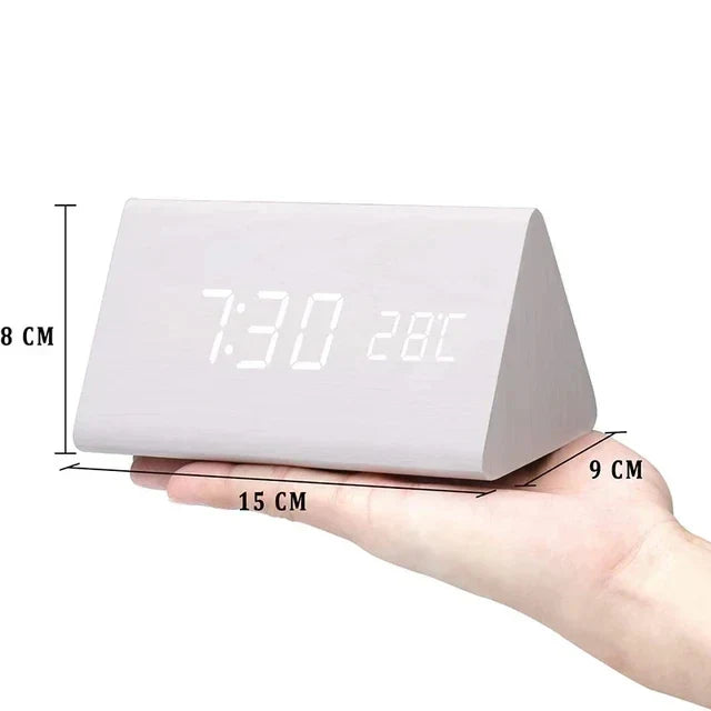 LED Smart Alarm Clock with Wooden Finish