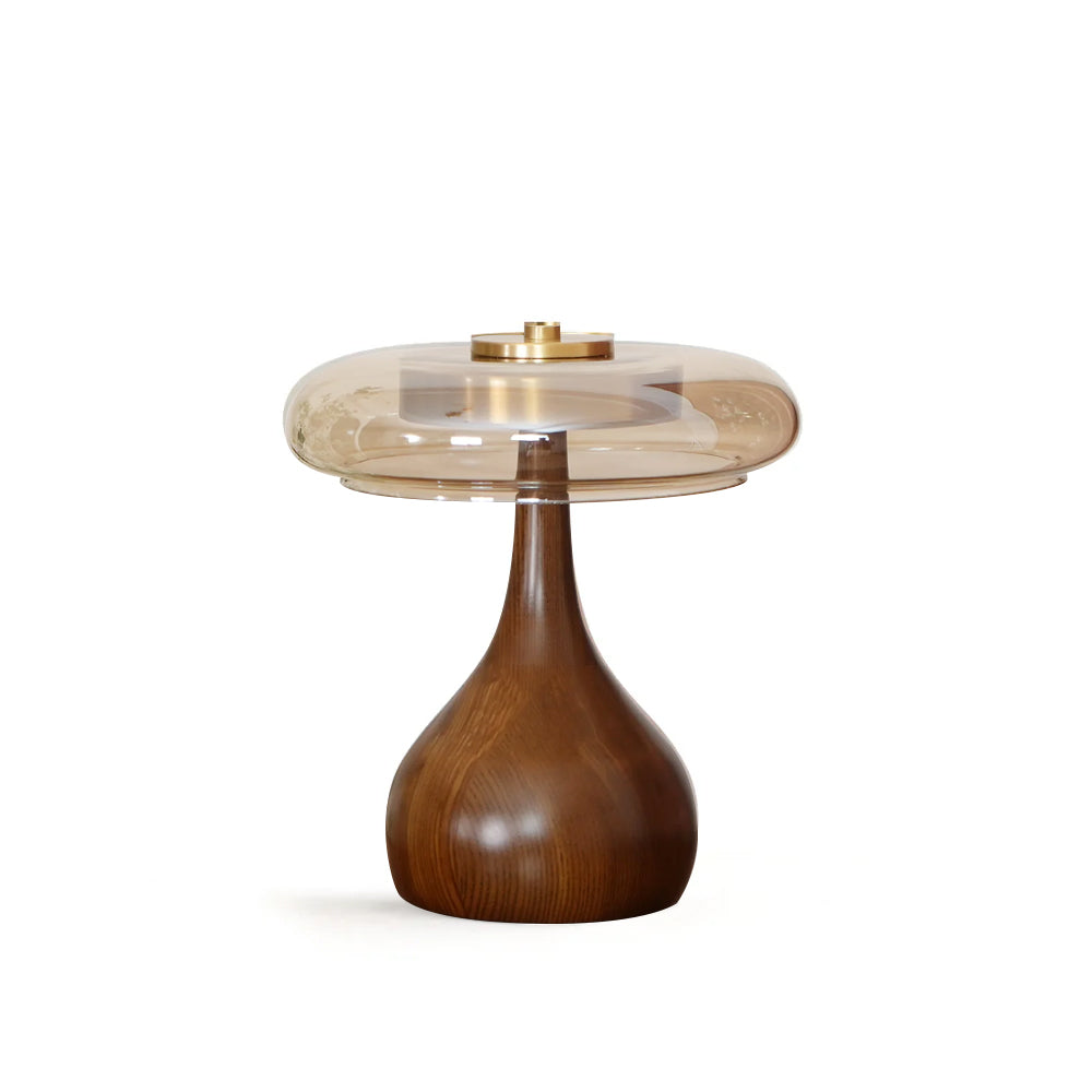 Andi Glass, Brass and Wood Table Lamp