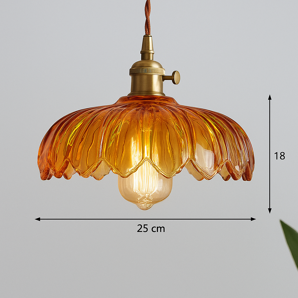 Vintage Coloured Glass Flower Pendant Lamp