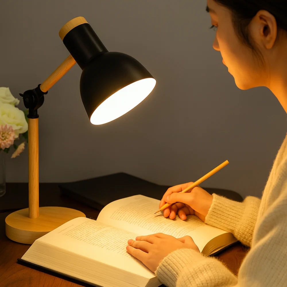 Adjustable Wood Nordic Desk Lamp