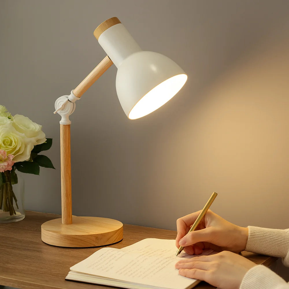 Adjustable Wood Nordic Desk Lamp