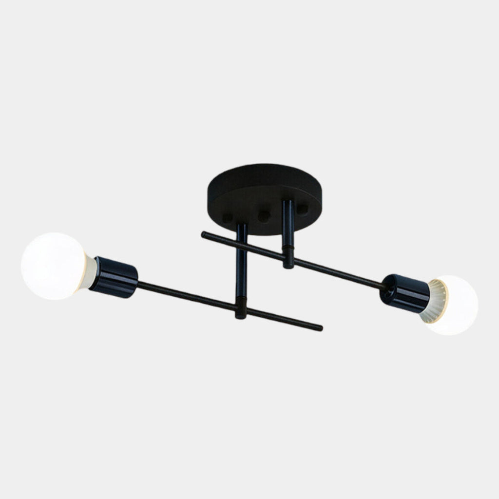 Black and Gold 2-Light Flush Ceiling Lamp