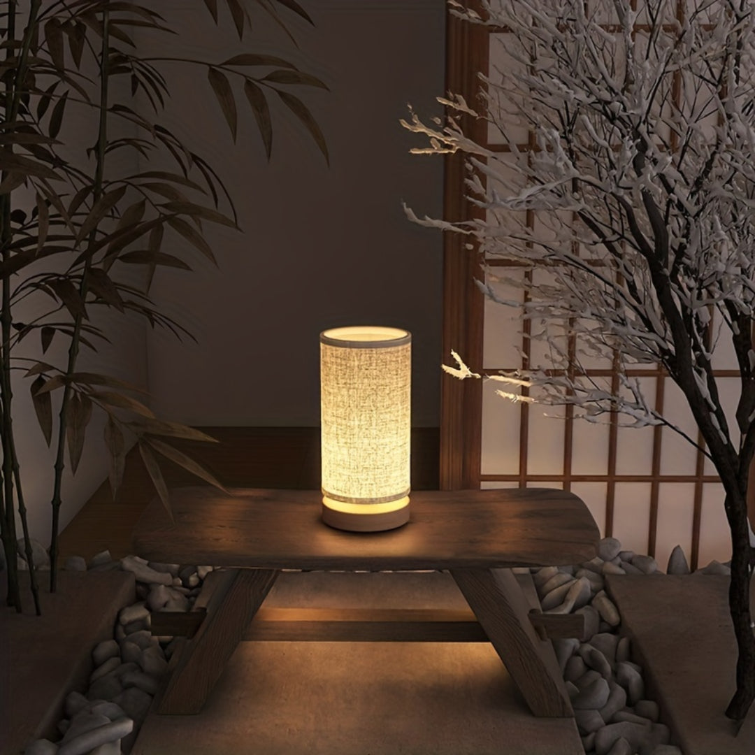 Modern Wooden USB Bedside Table Lamp
