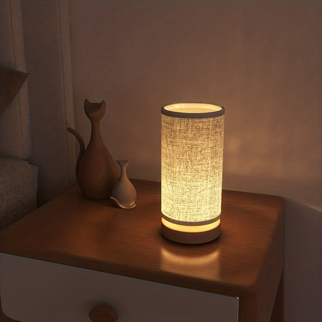 Modern Wooden USB Bedside Table Lamp