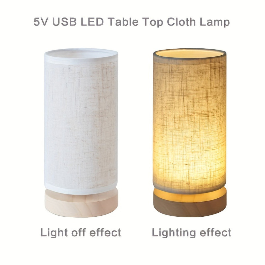 Modern Wooden USB Bedside Table Lamp