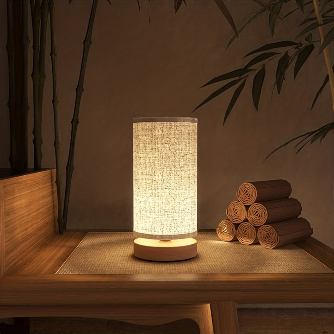 Modern Wooden USB Bedside Table Lamp