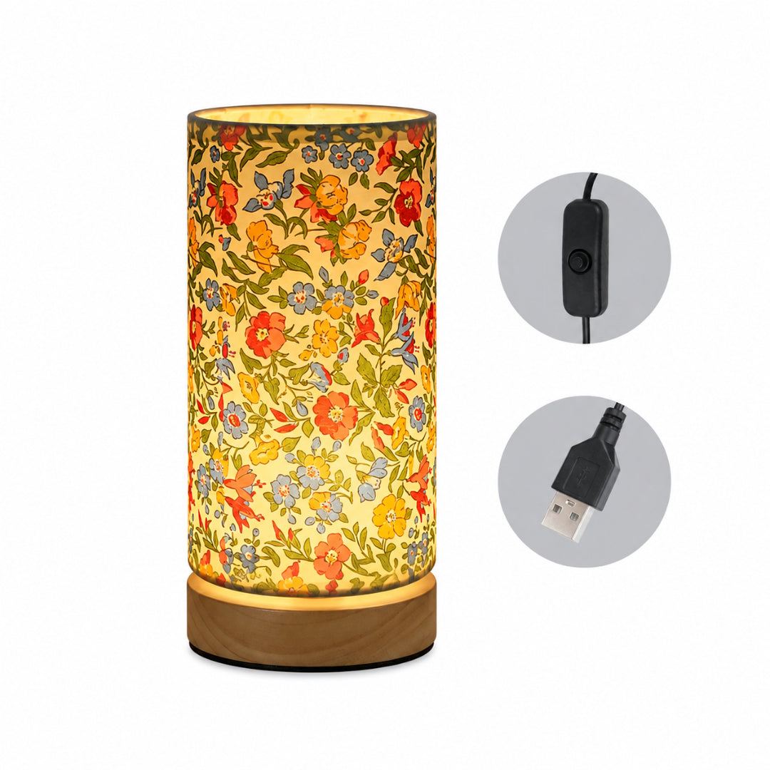 Modern Wooden USB Bedside Table Lamp