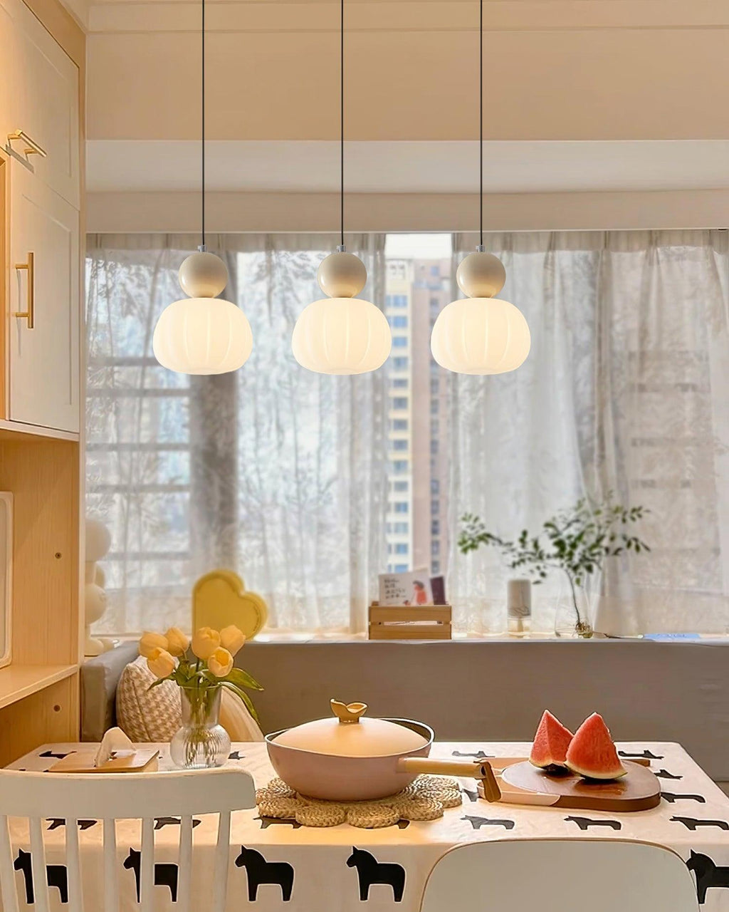 Yedra Organic Round Acrylic Pendant Lamp