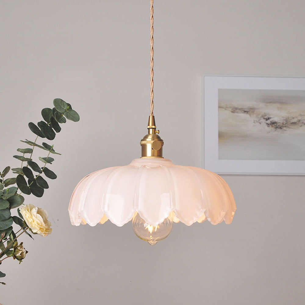 Vintage Coloured Glass Flower Pendant Lamp
