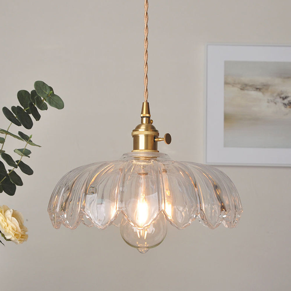 Vintage Coloured Glass Flower Pendant Lamp