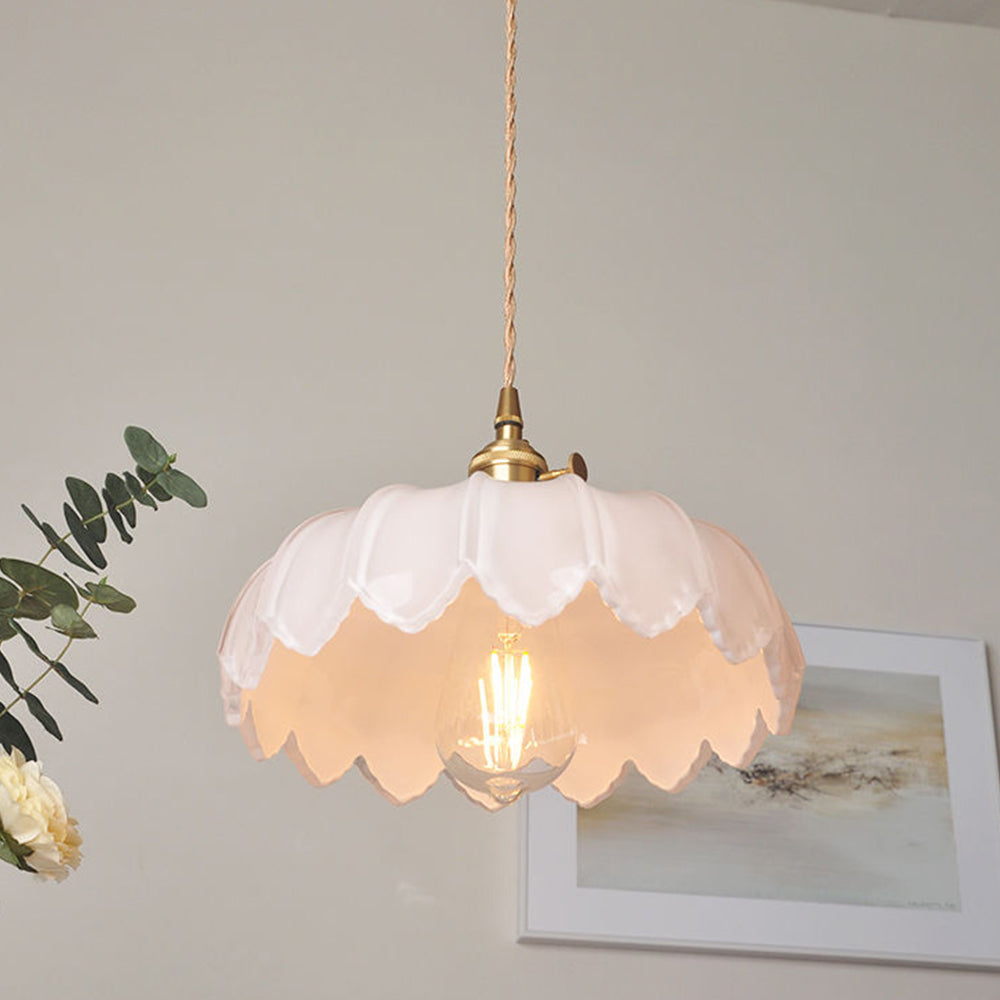Vintage Coloured Glass Flower Pendant Lamp