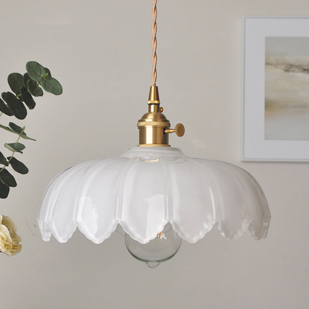 Vintage Coloured Glass Flower Pendant Lamp