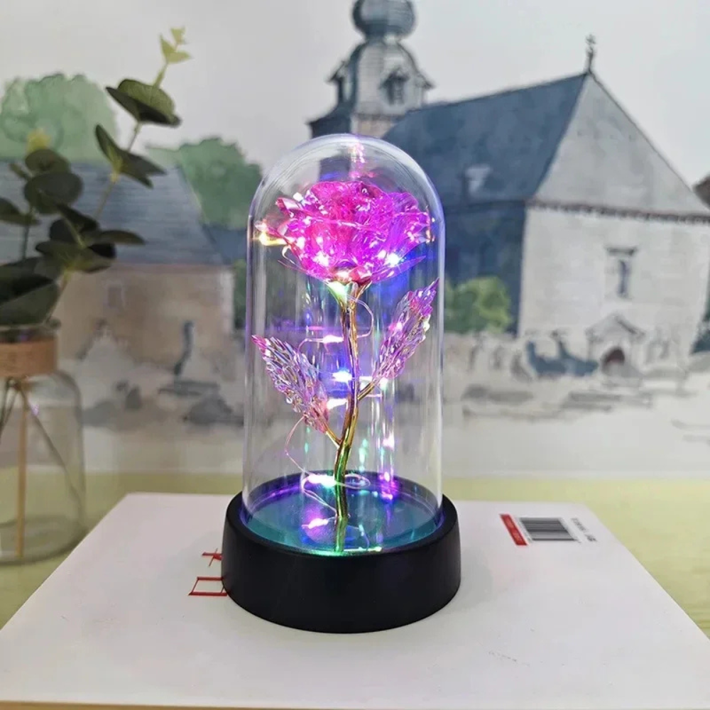 LED Rose Glass Dome Table Lamp