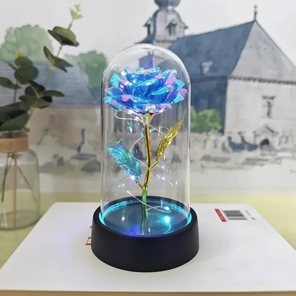LED Rose Glass Dome Table Lamp