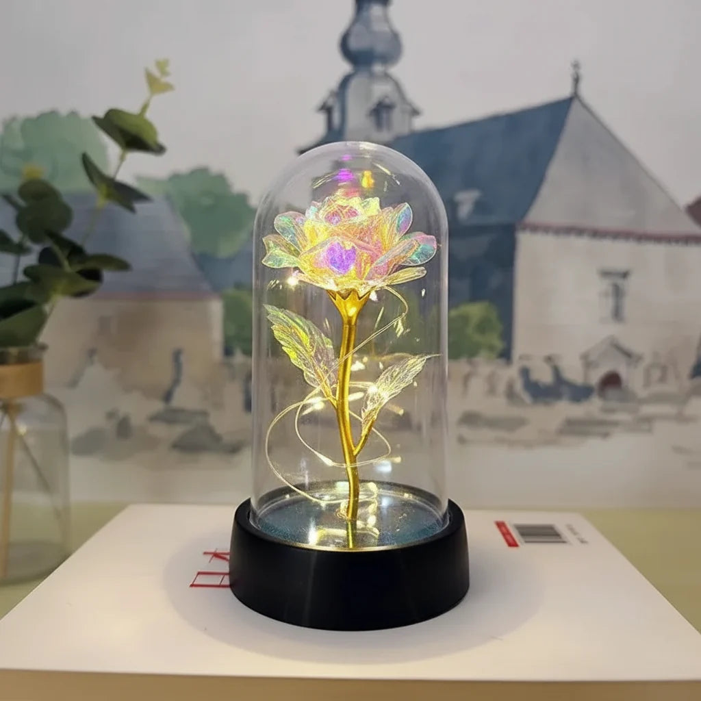 LED Rose Glass Dome Table Lamp
