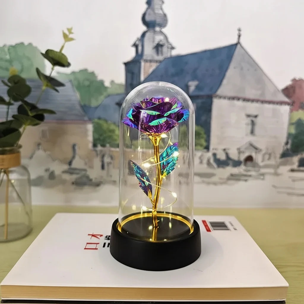 LED Rose Glass Dome Table Lamp