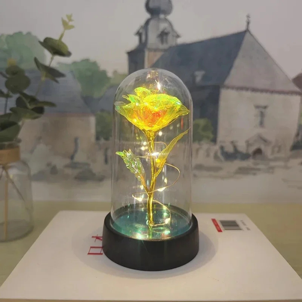 LED Rose Glass Dome Table Lamp