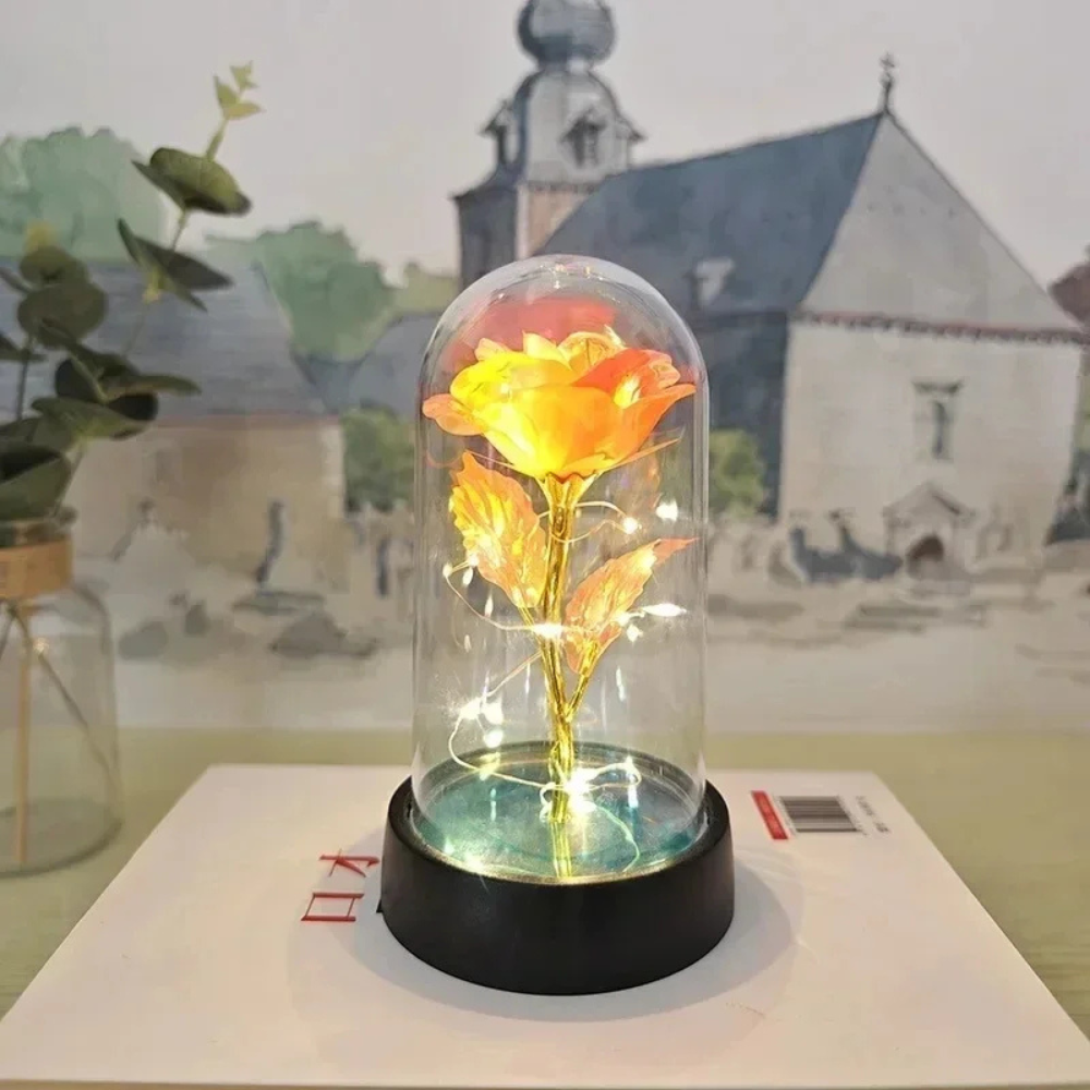 LED Rose Glass Dome Table Lamp