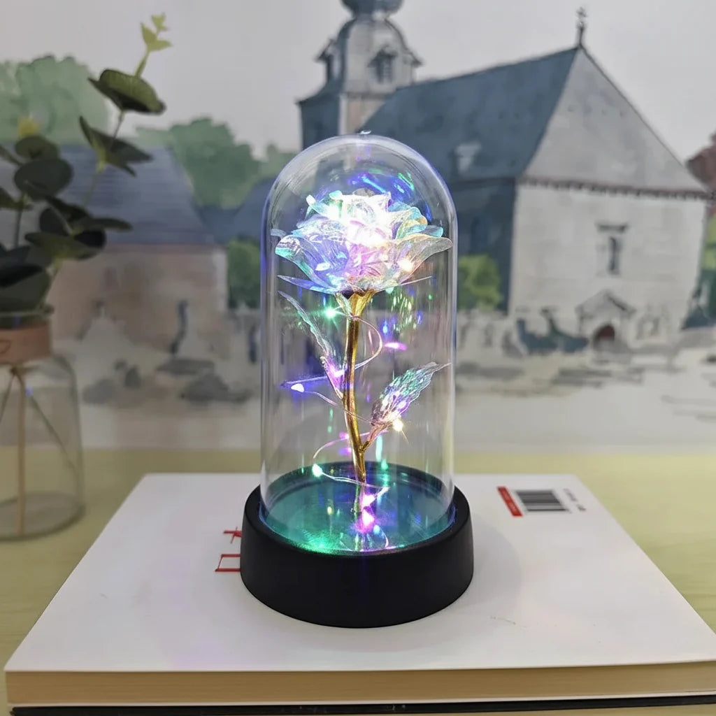 LED Rose Glass Dome Table Lamp