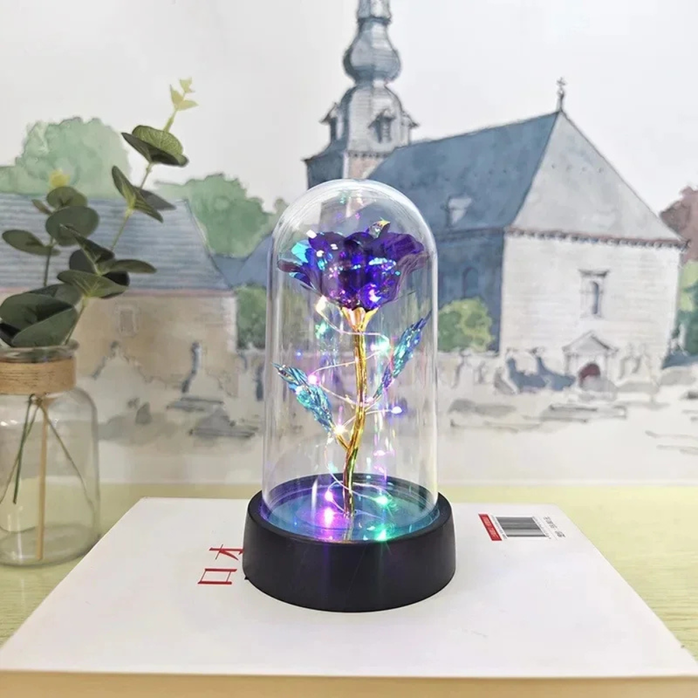 LED Rose Glass Dome Table Lamp