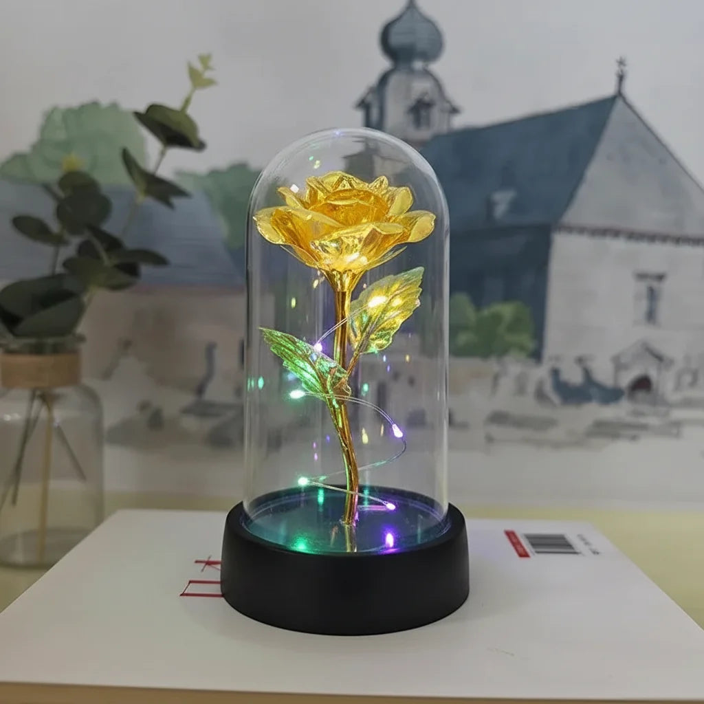 LED Rose Glass Dome Table Lamp