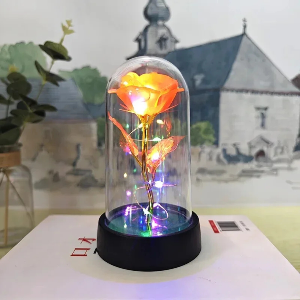 LED Rose Glass Dome Table Lamp