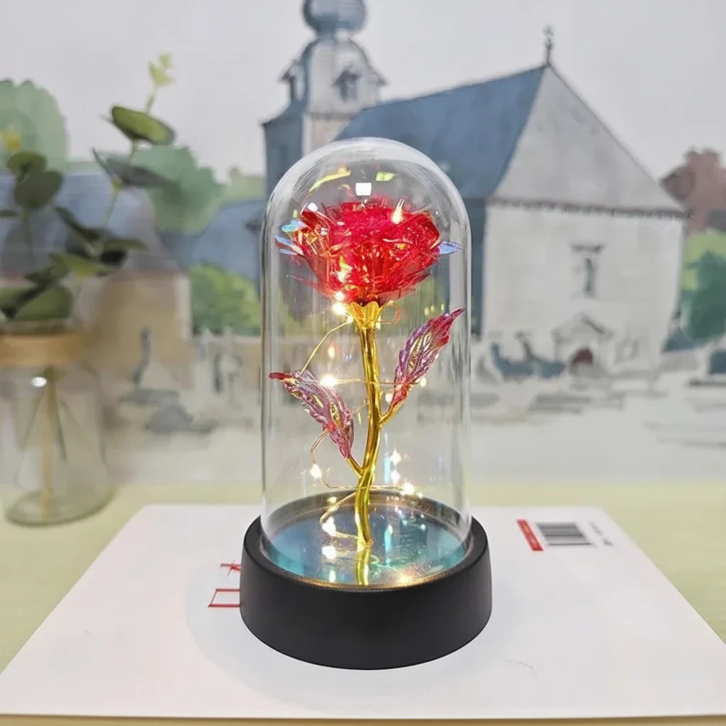 LED Rose Glass Dome Table Lamp