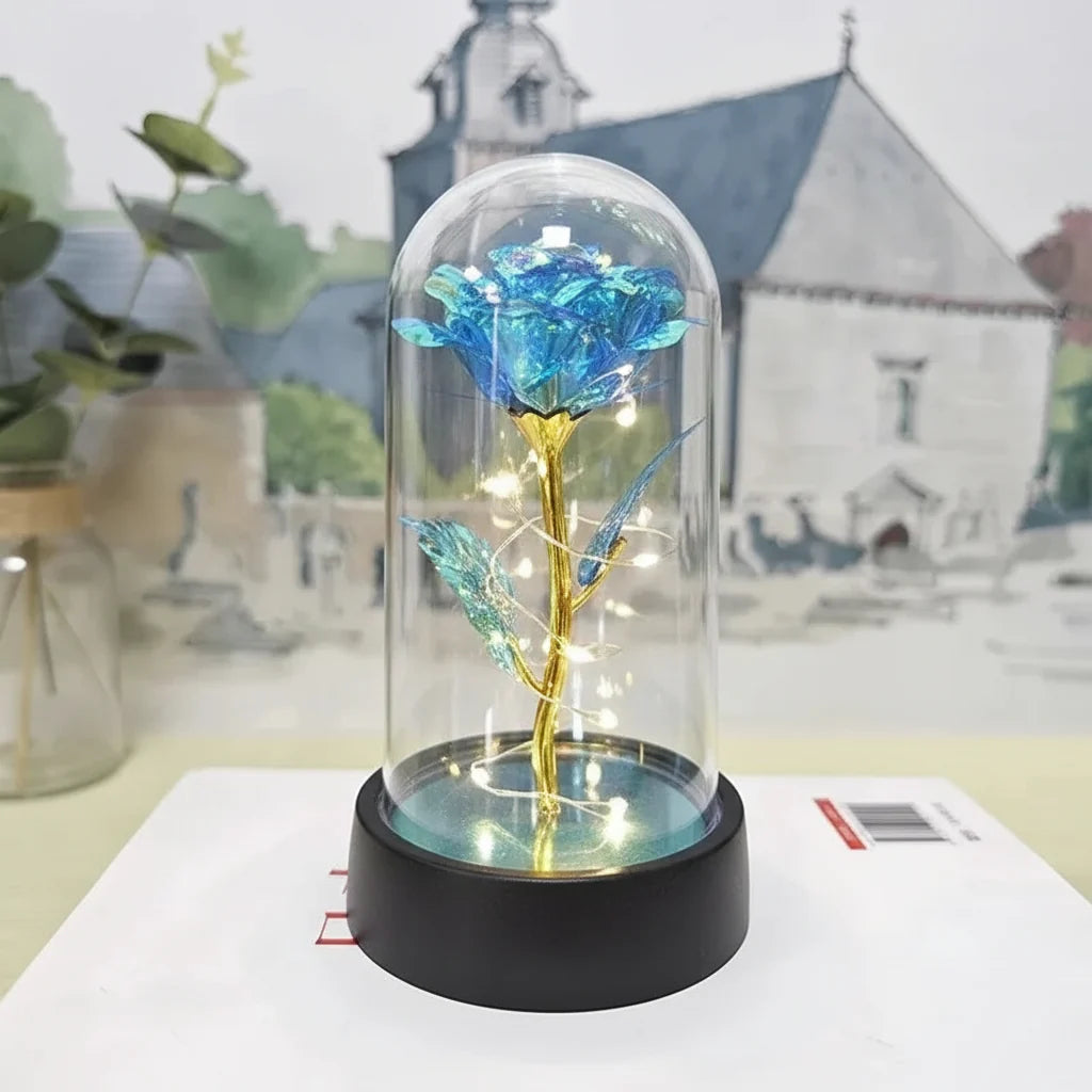LED Rose Glass Dome Table Lamp