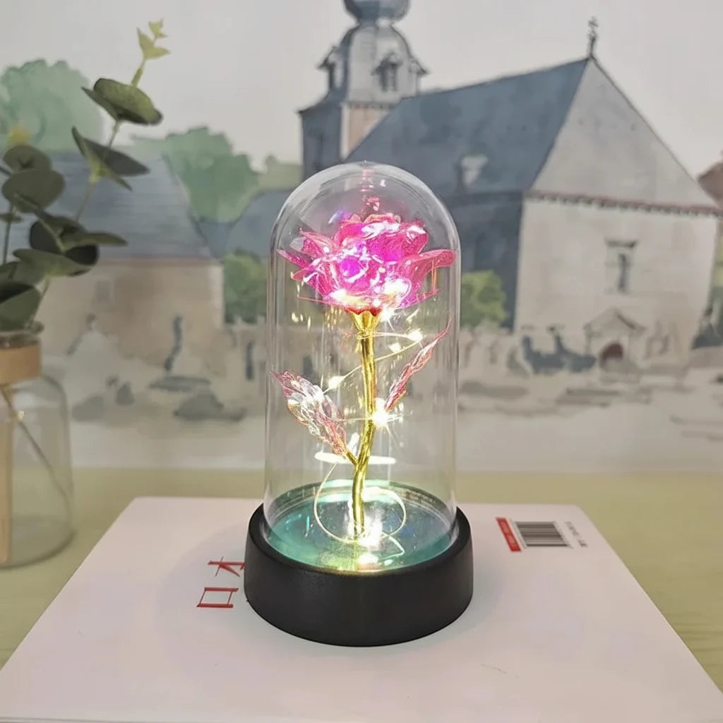 LED Rose Glass Dome Table Lamp