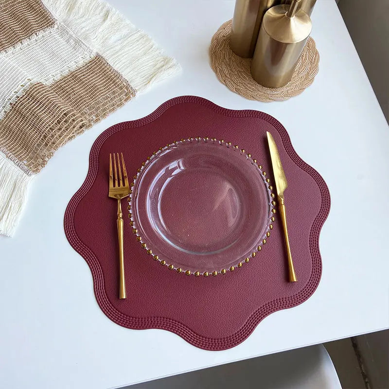 FloraMat Round Faux Leather Placemats