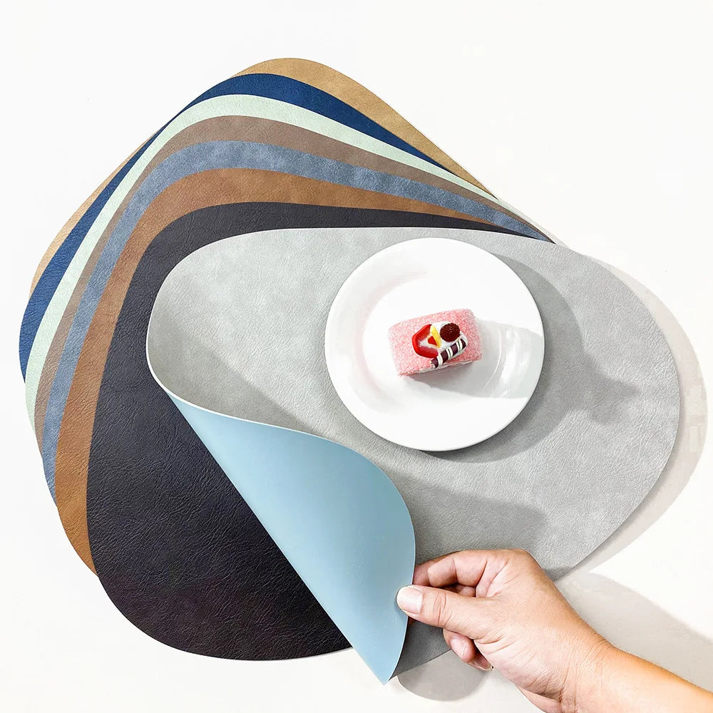 NordicDrop Faux Leather Placemats, Double-Sided