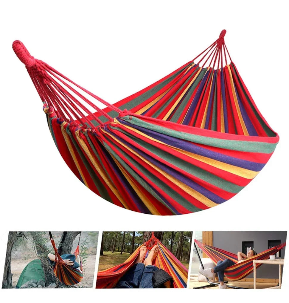 Striped Canvas Double Hammock