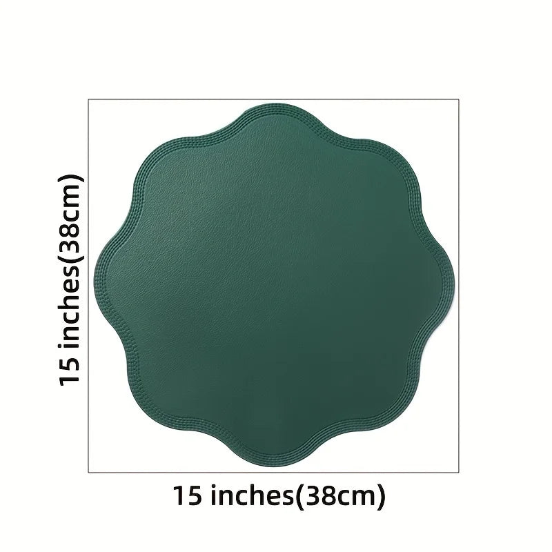 FloraMat Round Faux Leather Placemats