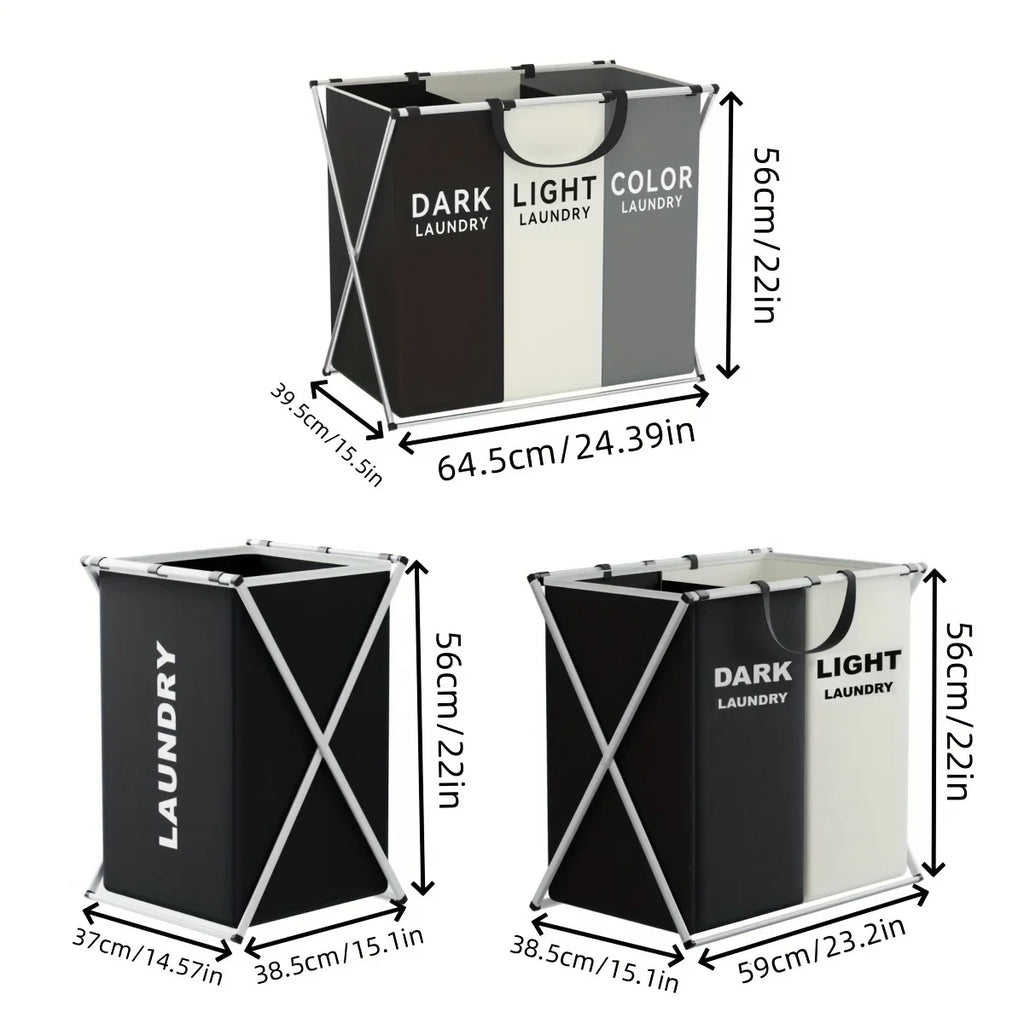 TriSort Multi-Section Foldable Laundry Hamper