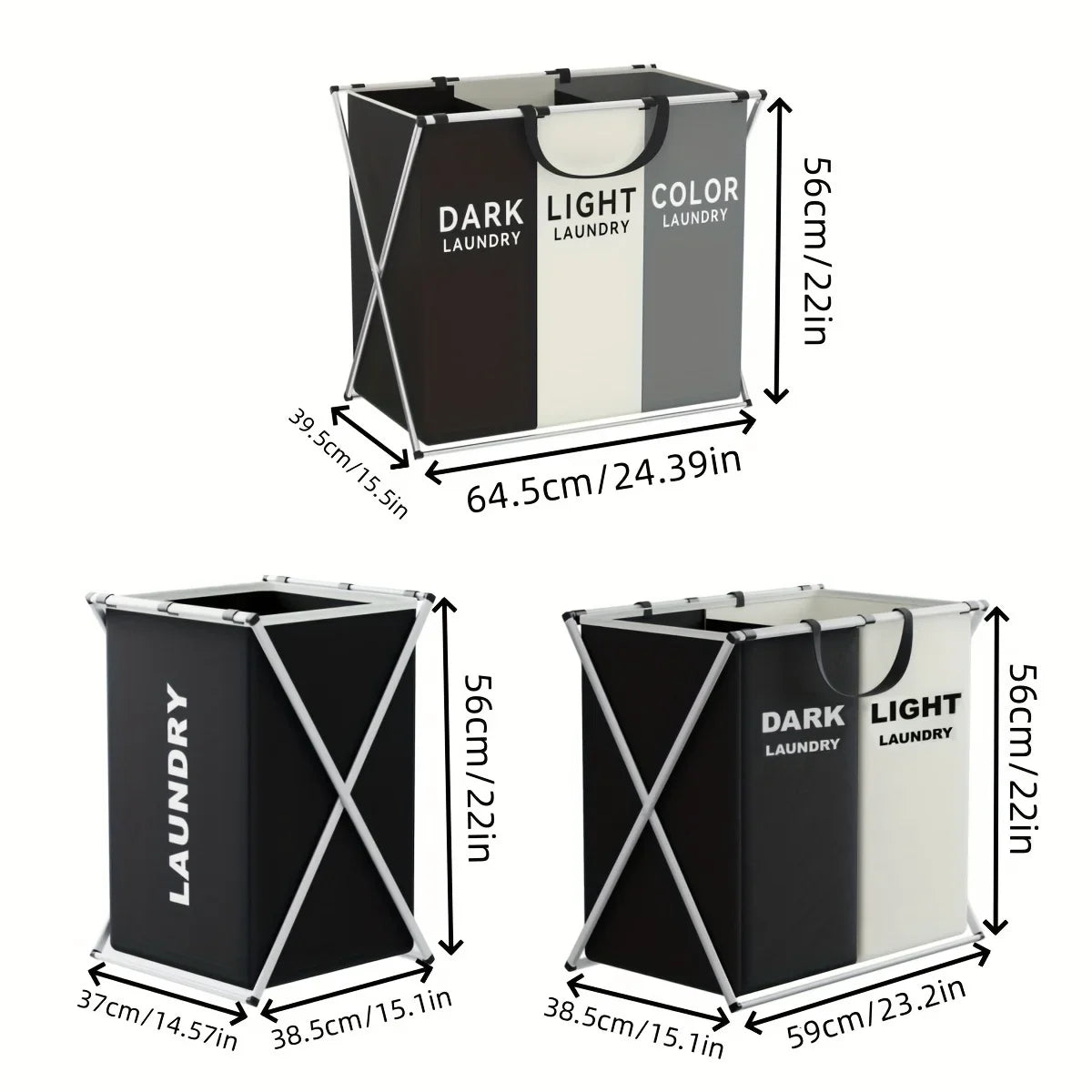 TriSort Multi-Section Foldable Laundry Hamper