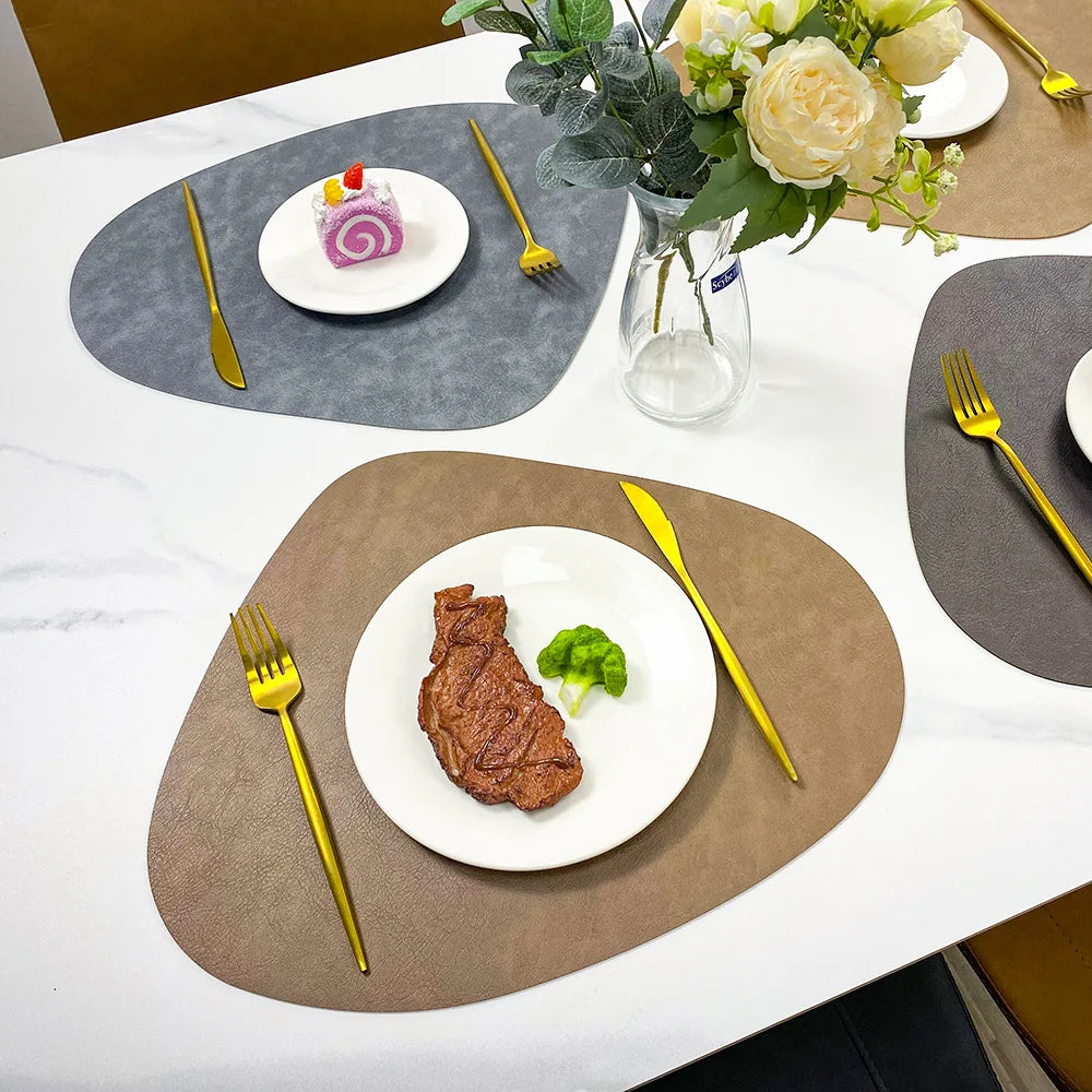 NordicDrop Faux Leather Placemats, Double-Sided