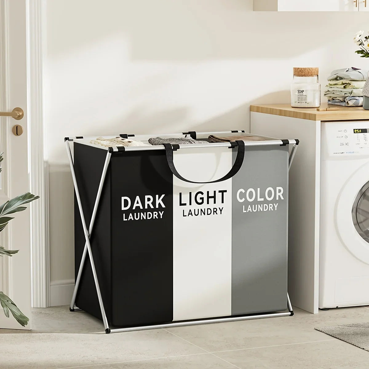 TriSort Multi-Section Foldable Laundry Hamper