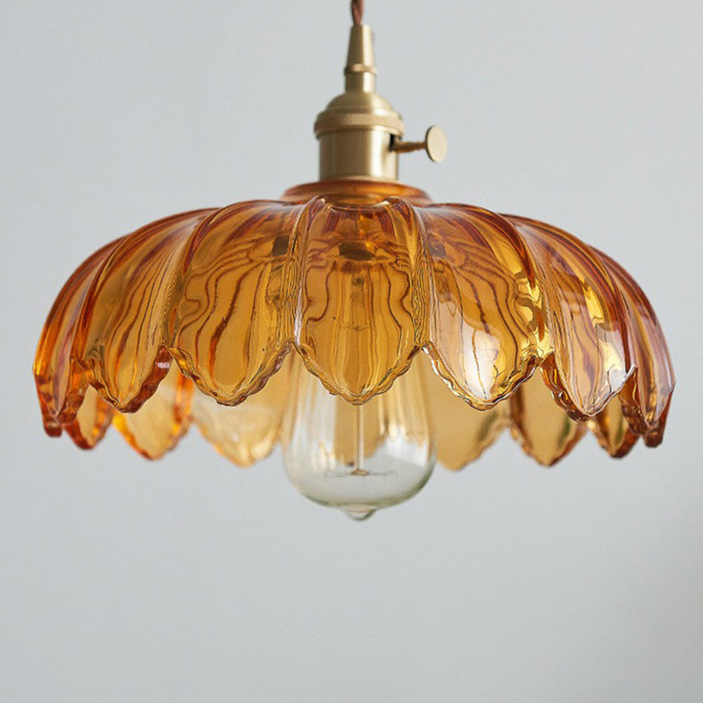 Vintage Coloured Glass Flower Pendant Lamp