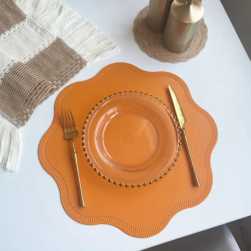 FloraMat Round Faux Leather Placemats