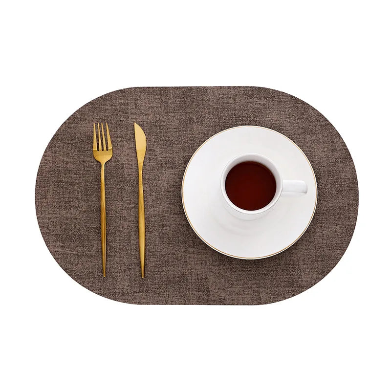 LinoMat Oval Faux Leather Placemats