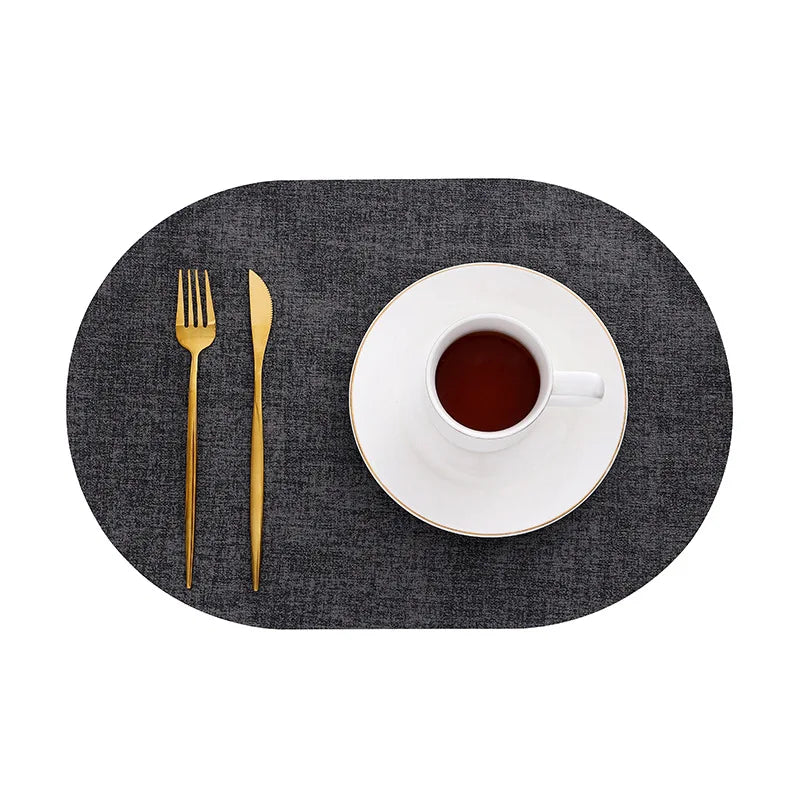 LinoMat Oval Faux Leather Placemats