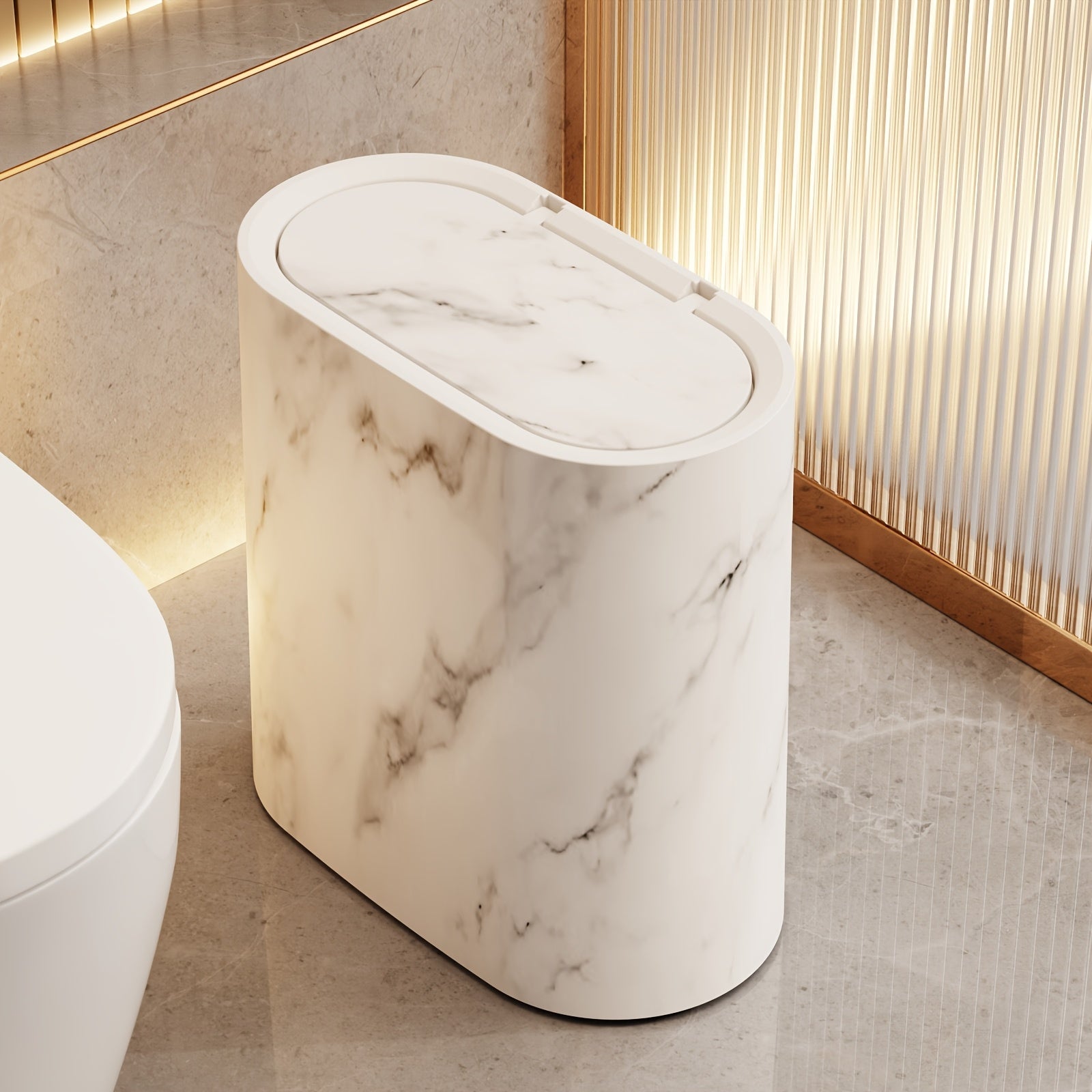 Marble Pattern Trash Can with Lid