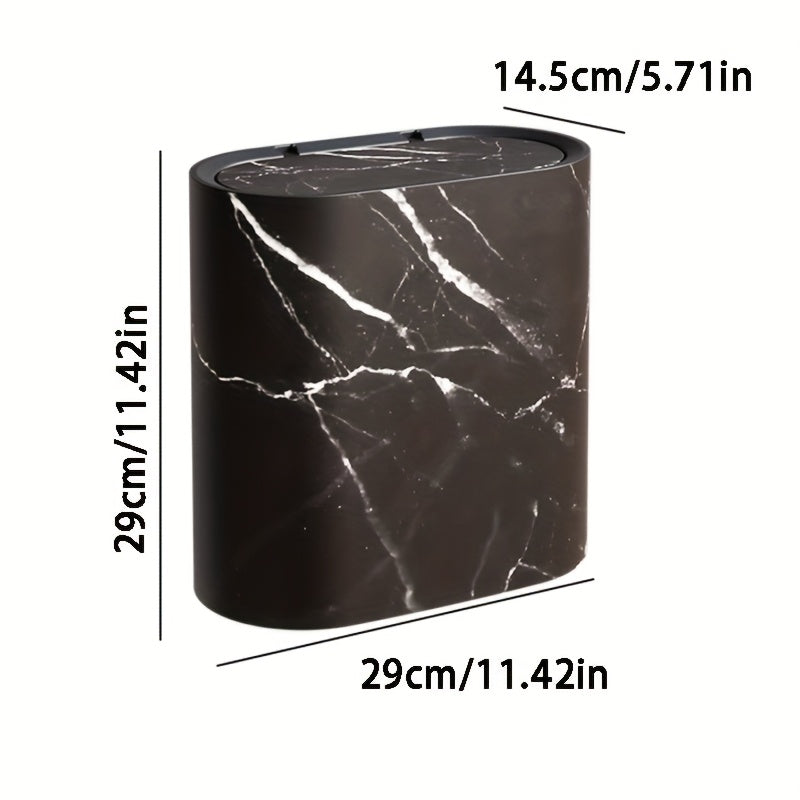 Marble Pattern Trash Can with Lid