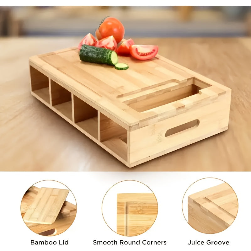 Bamboo Cutting Board with Trays and Graters